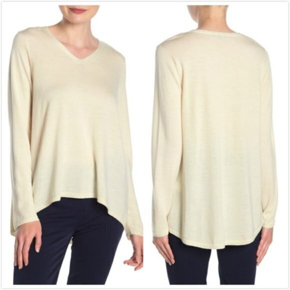 New Eileen Fisher Merino Wool High/Low Sweater Ivo
